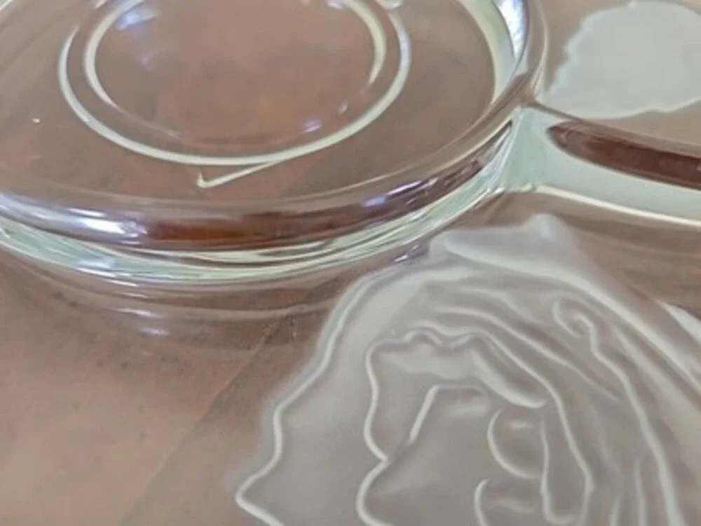 Indiana Glass Pressed Frosted Rose Divided  13” Appetizer Tray